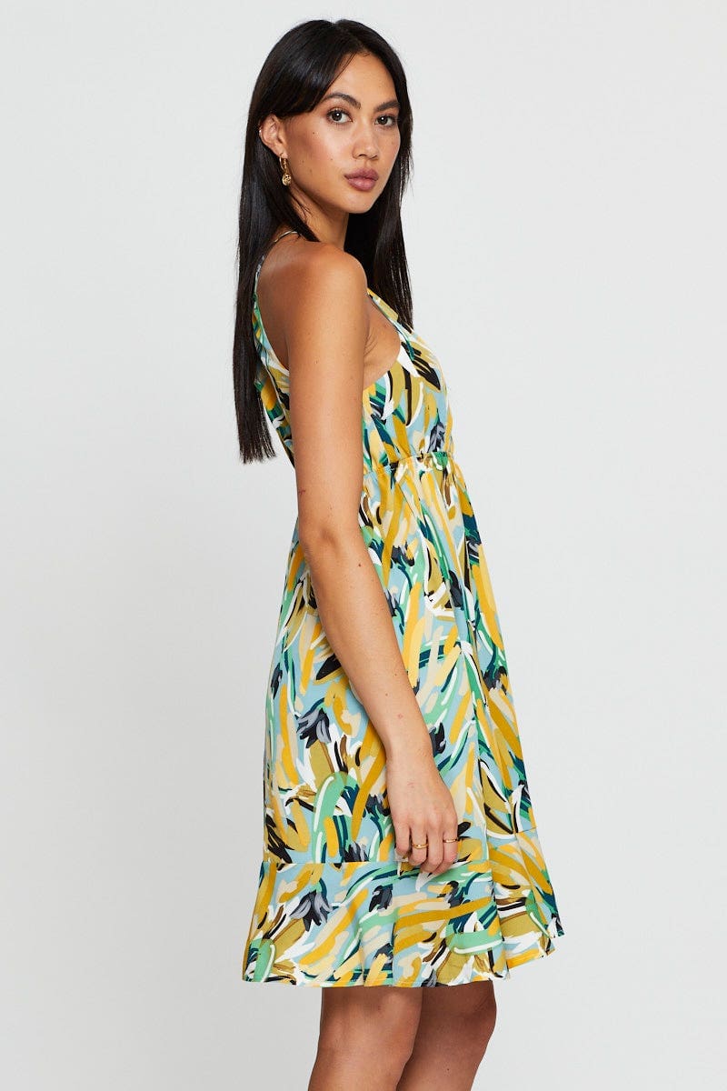Print A Line Dress Mini