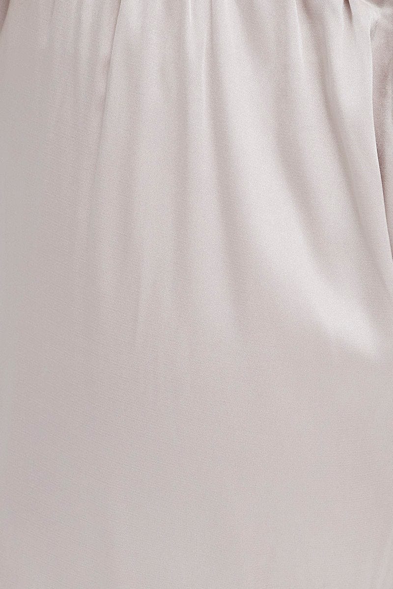 Beige Wide Leg Pants High Rise