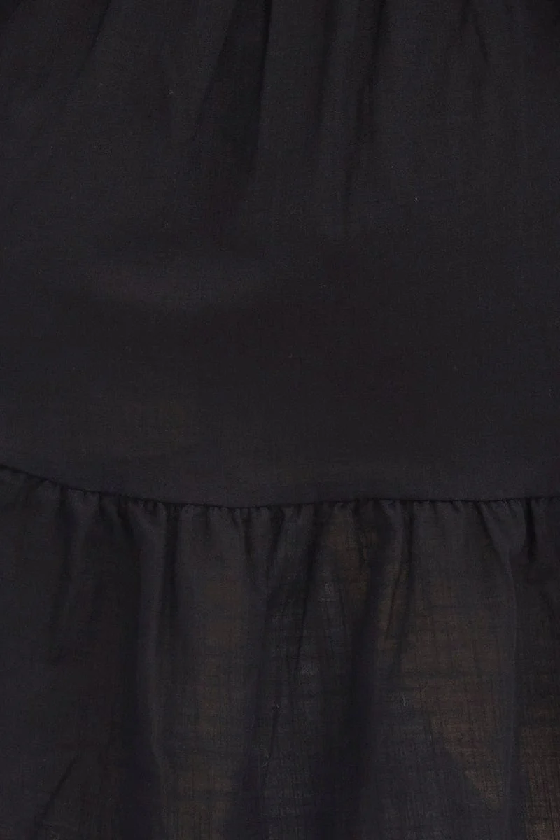 Black Skater Dress Puff Sleeve Mini