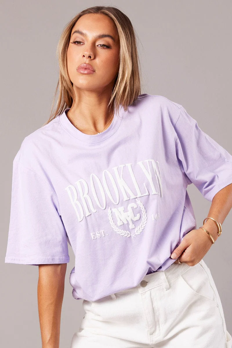 Purple Graphic Tee Short Sleeve