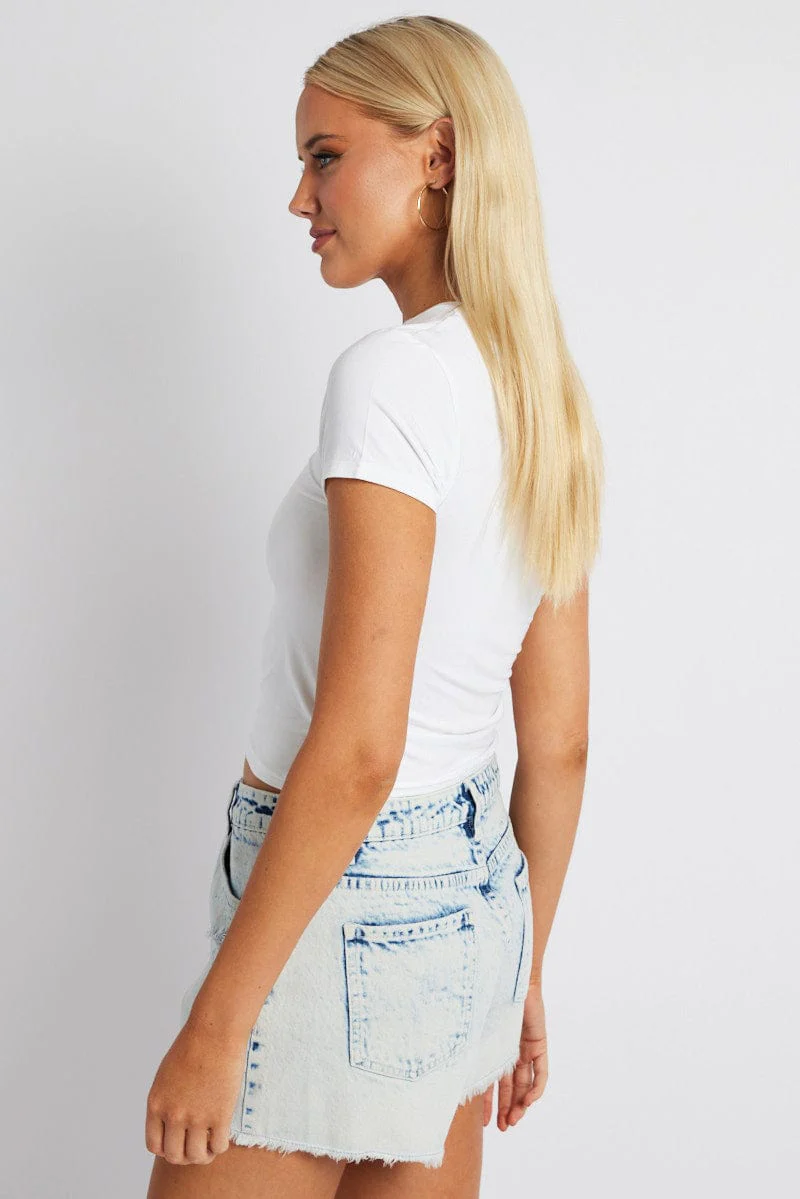 White Modal T Shirt Short Sleeve Crew Neck