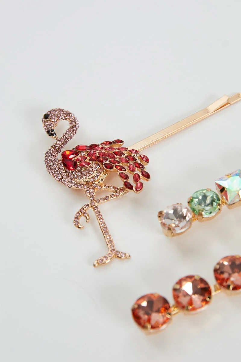 Pink Diamante Hair Clips