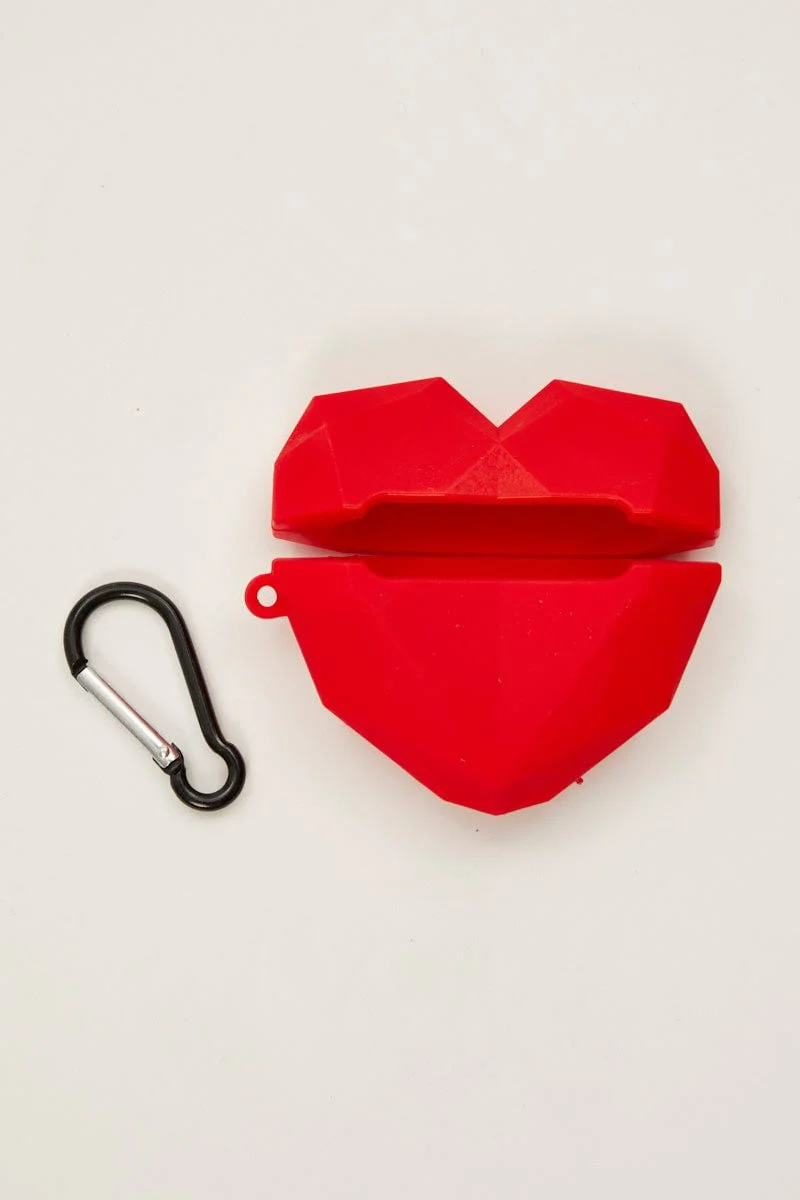 Red Heart Shape Air Pod Case