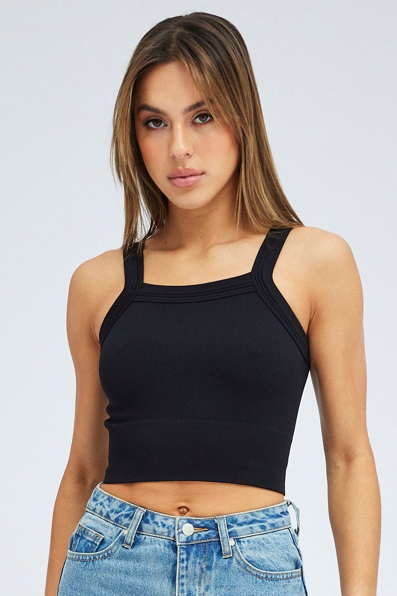 Black Singlet Top Seamless