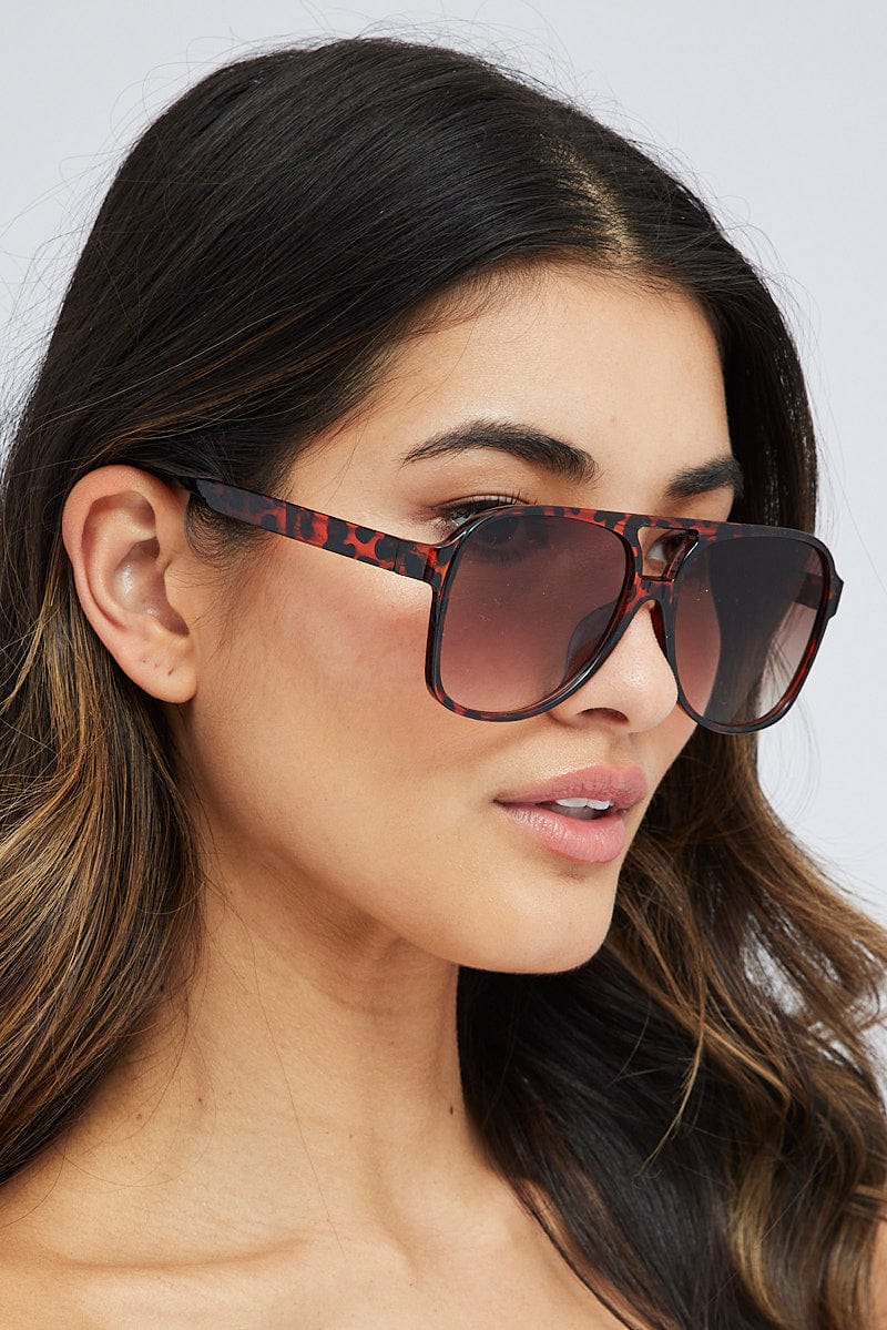 Brown Animal Print Fashion Sunglasses