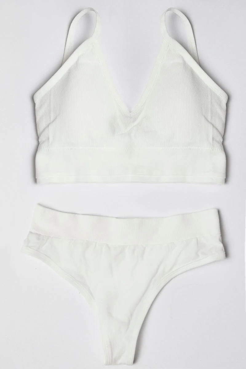 White Seamless Lingerie Set