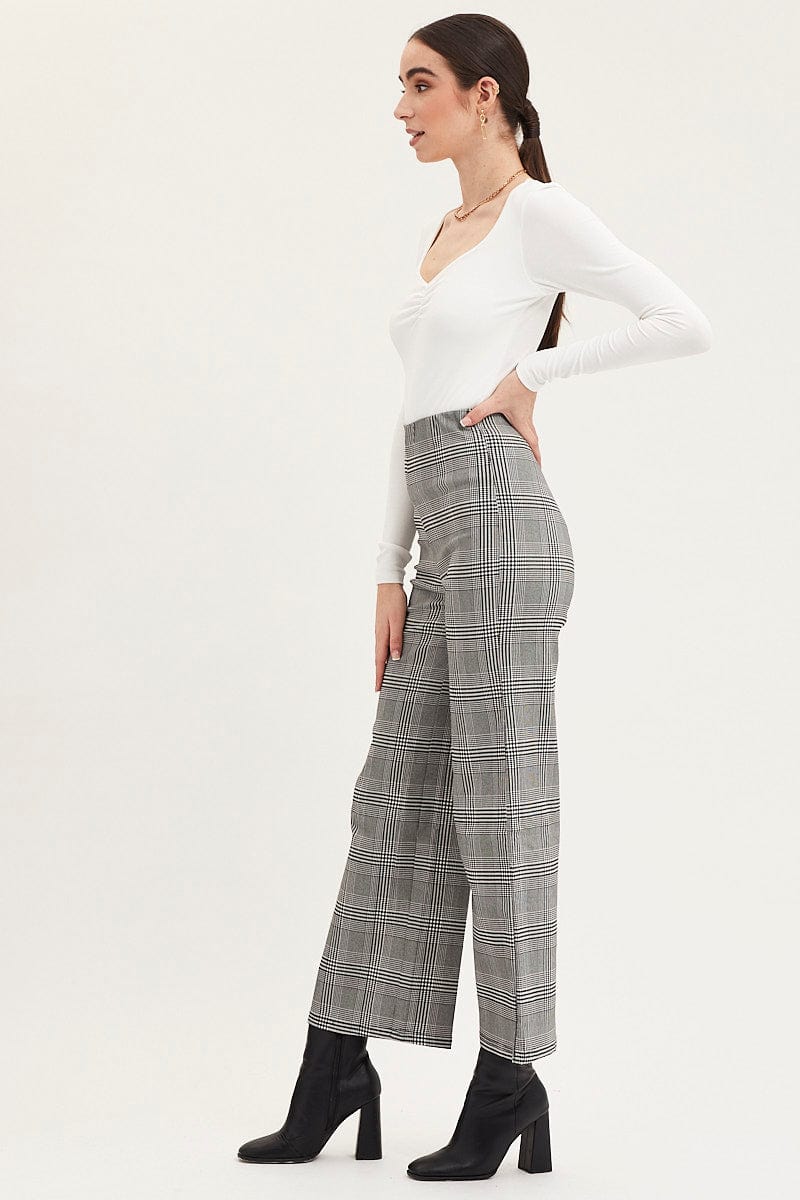 Check Flare Pants High Rise