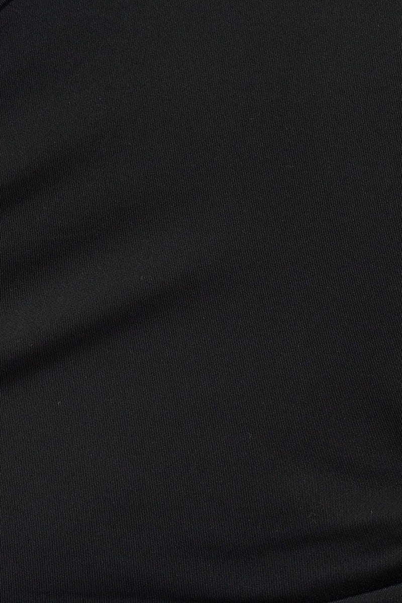 Black Crop Top One Shoulder Rose Ruffle Flower