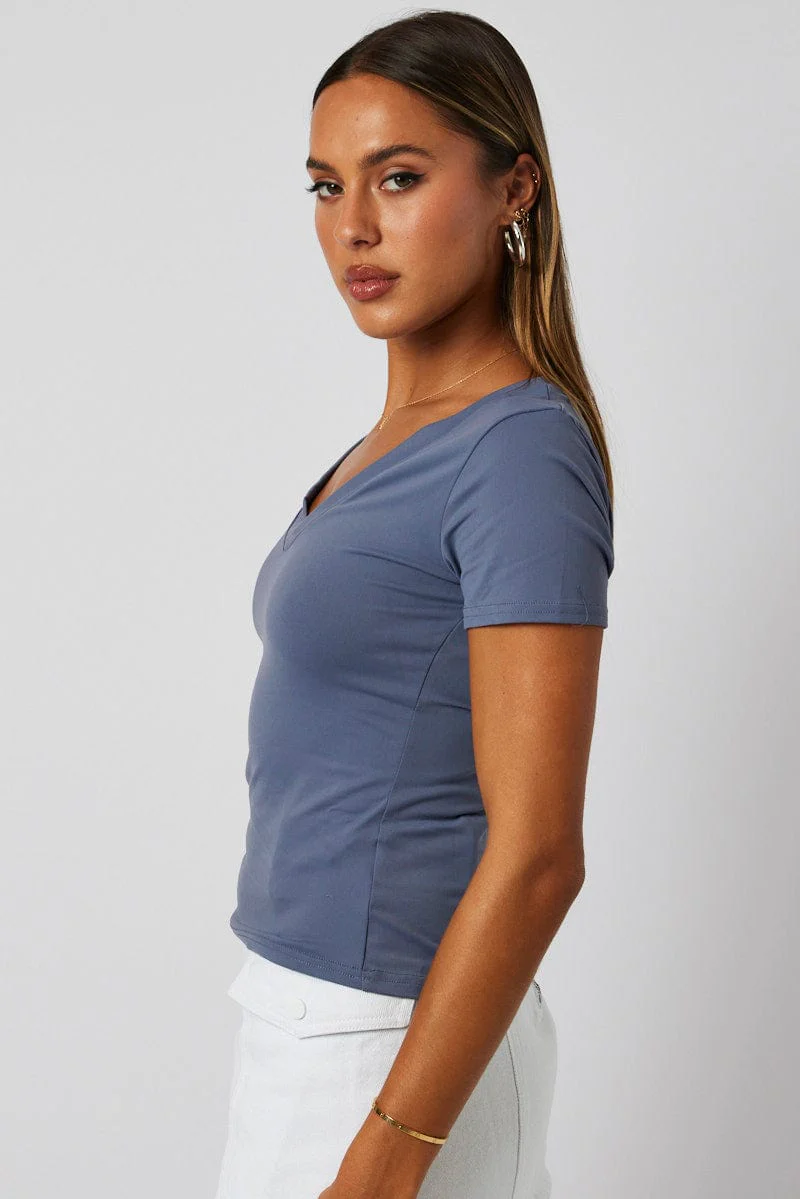 Blue Supersoft Top Short Sleeve