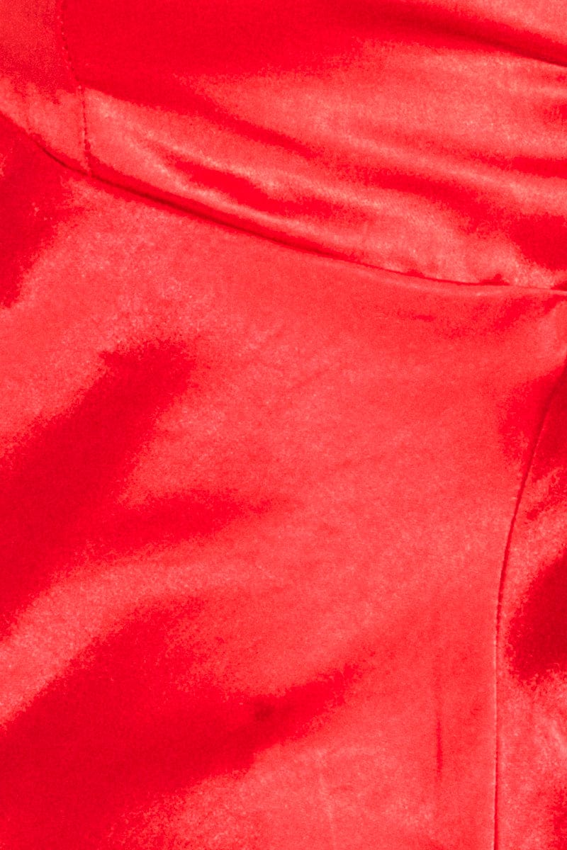 Red Cami Top Sleeveless Sweetheart Satin