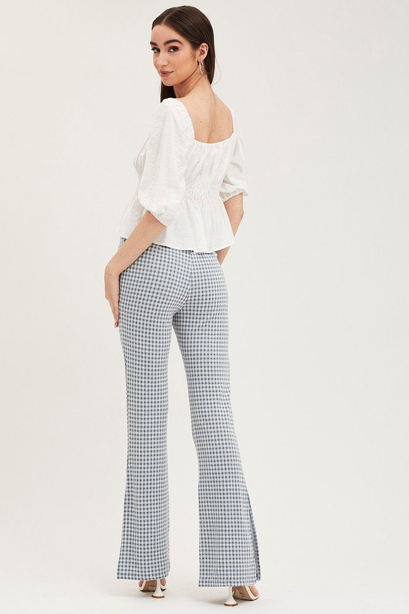 Check Flare Pants High Rise