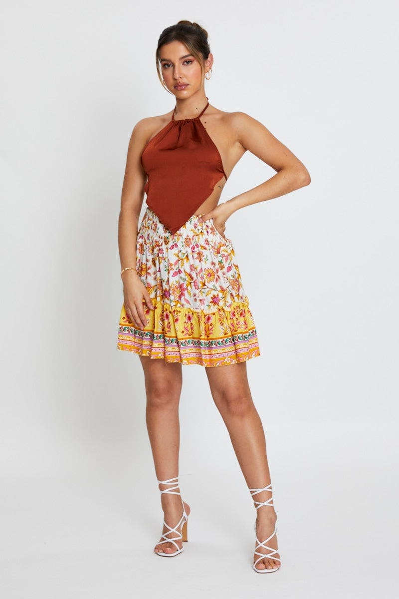 Boho Print Skater Skirt