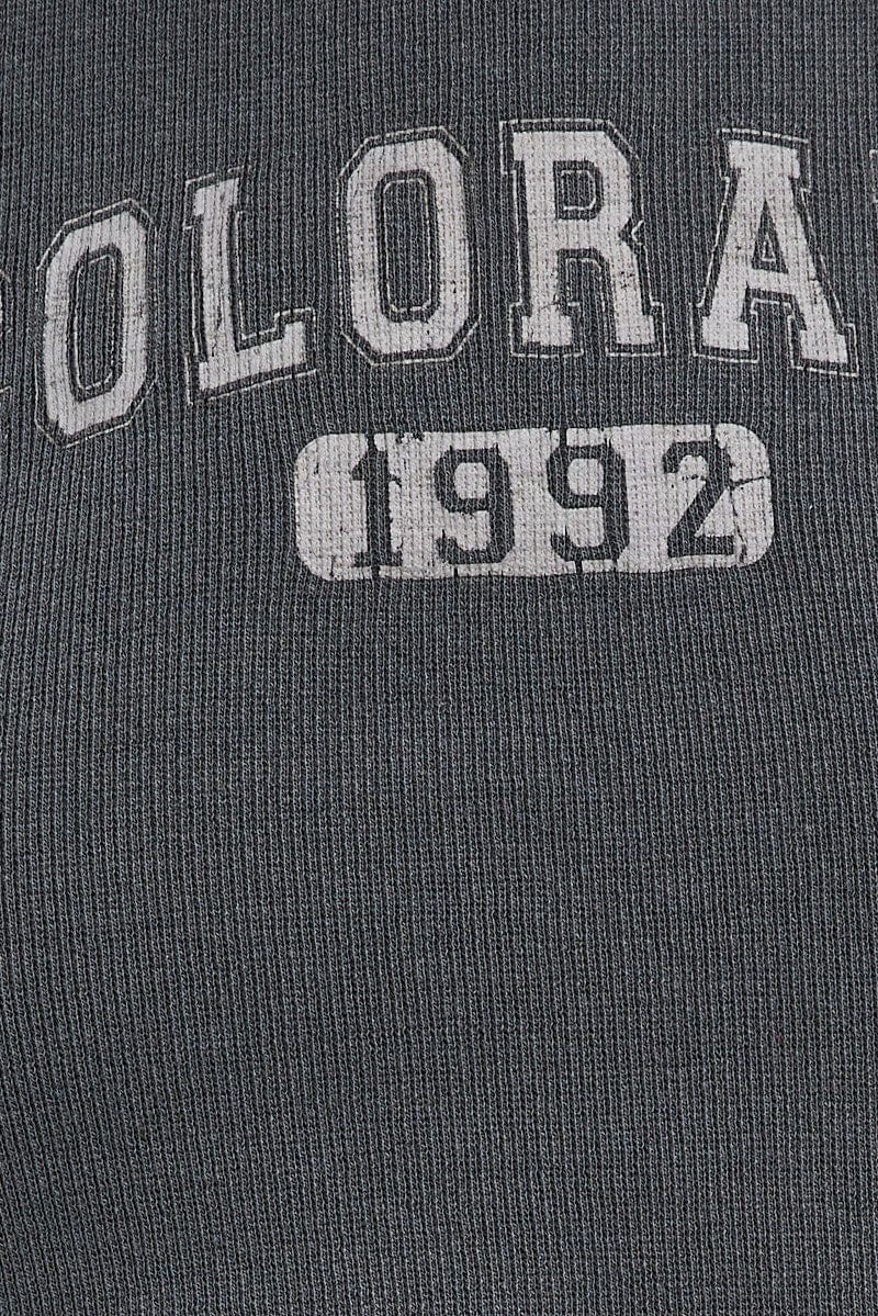 Grey Graphic Crop Tee Sleeveless