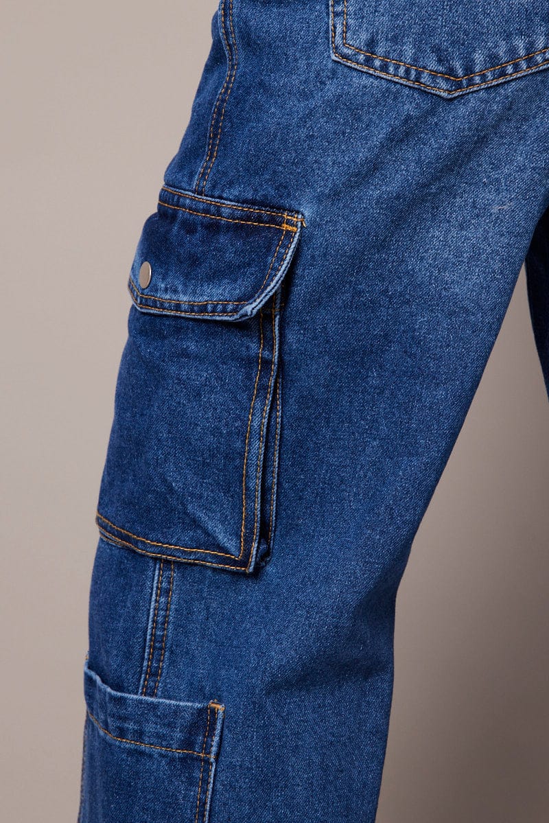 Denim Cargo Jean Mid Rise