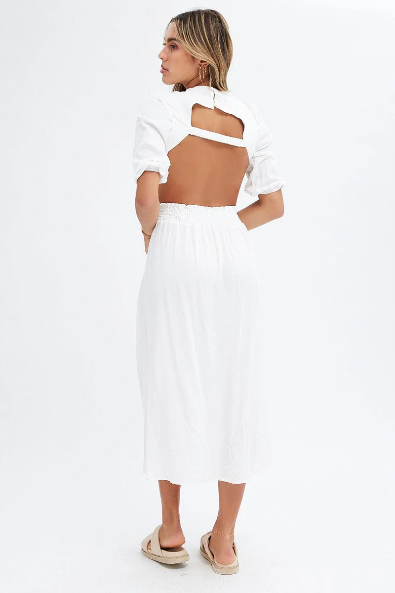 White Cutout Midi Dress