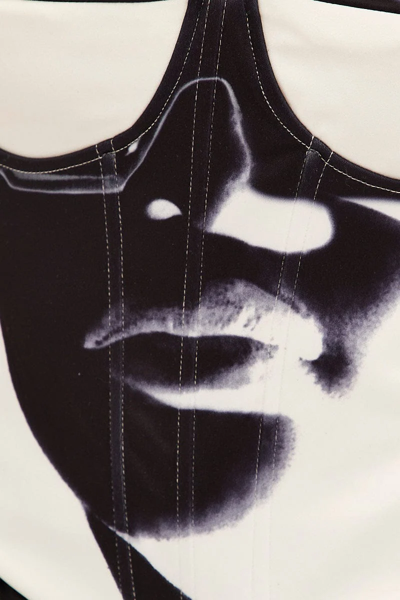 White Graphic Corset Top Sweetheart