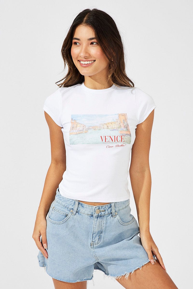 White Graphic Tee Short Sleeve