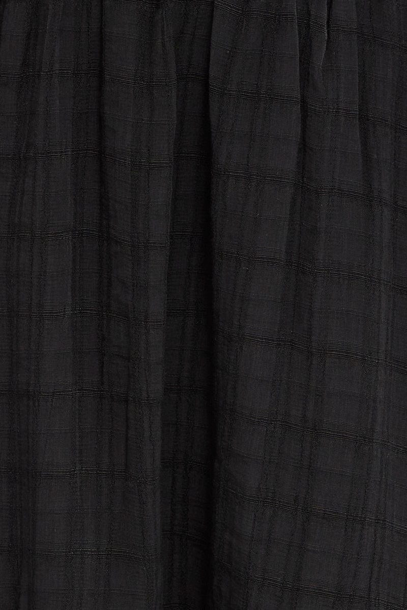 Black Fit And Flare Dress Puff Sleeve Mini