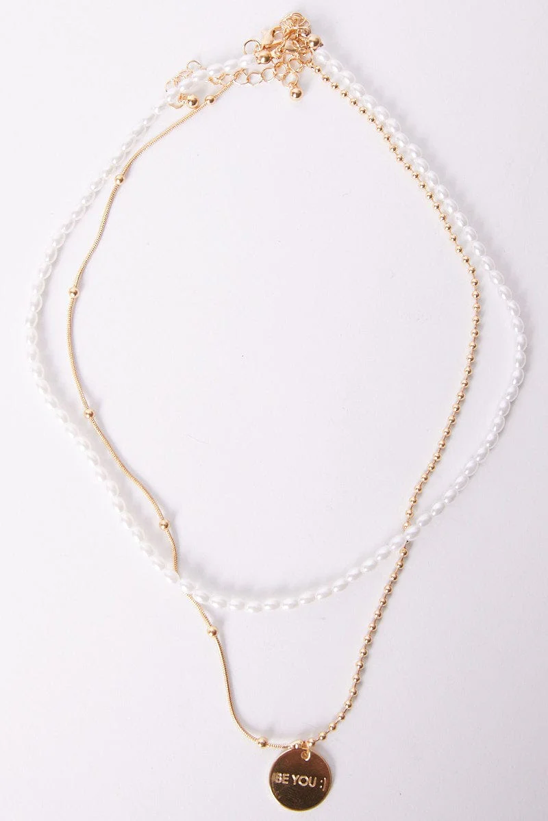 Gold 2 Pack Necklaces BE YOU