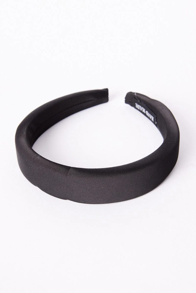 Black Satin Padded Headband