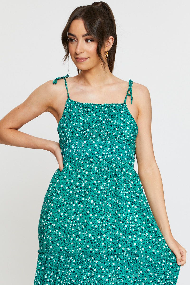 Print A Line Dress Sleeveless