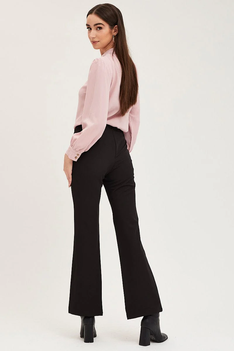 Black Flare Pants Mid Rise