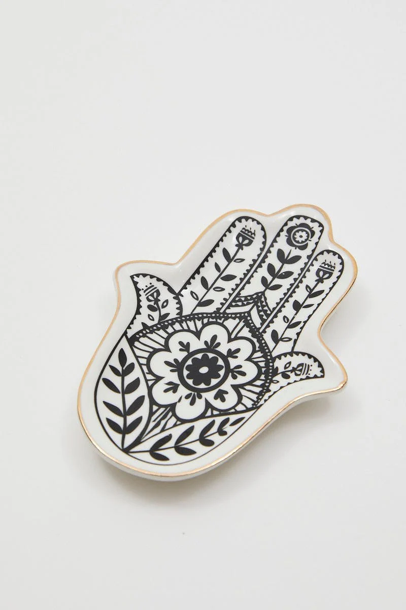 White Christmas Hamsa Hand Trinket Dish