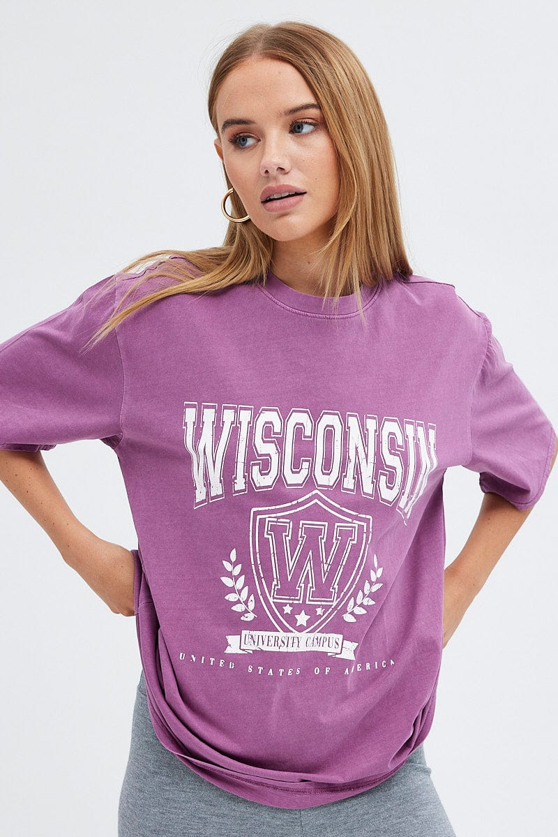 Purple Graphic Tee Short Sleeve