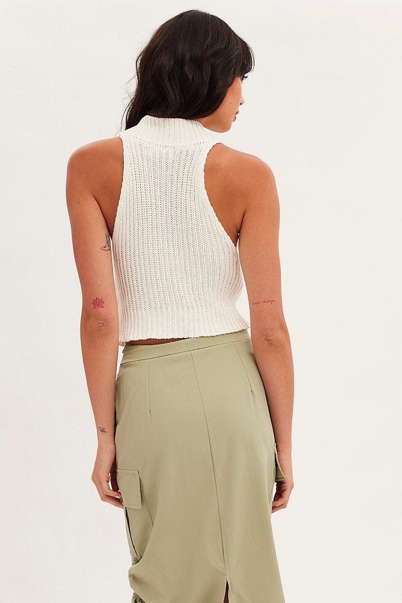 White Cabled Knit Sleeveless