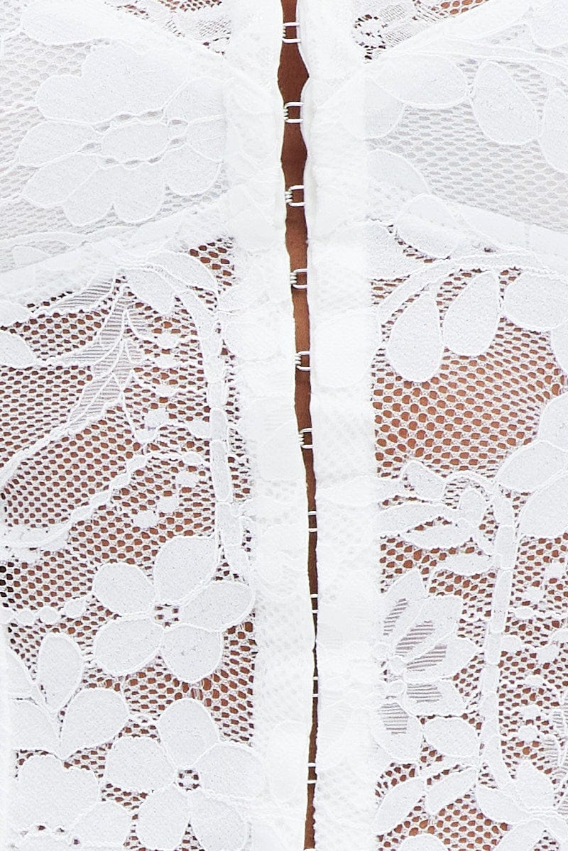 White Lace Cami Sleeveless Sweetheart Crop Stretch