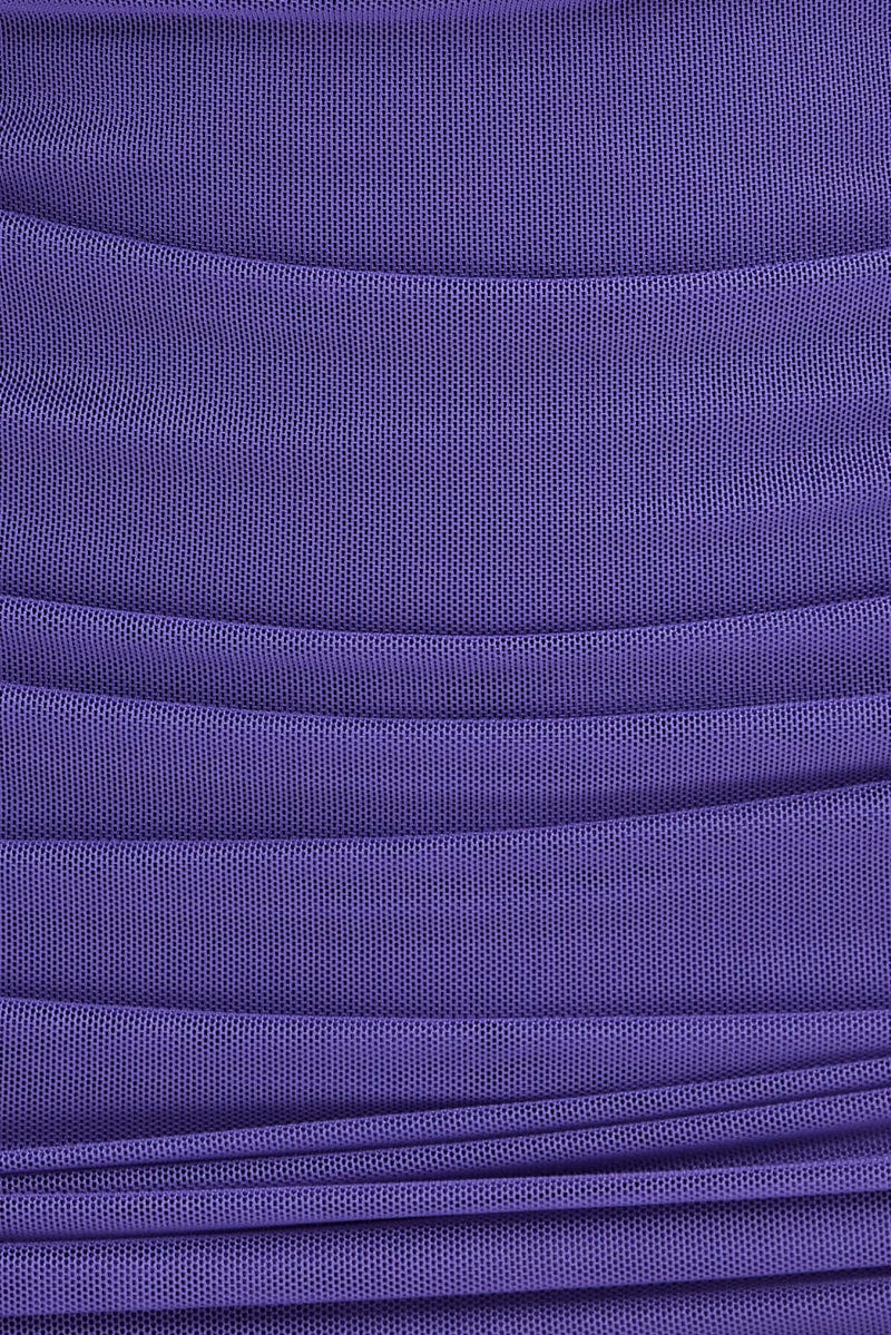 Purple Mini Skirt Side Ruched Mid Rise Mesh