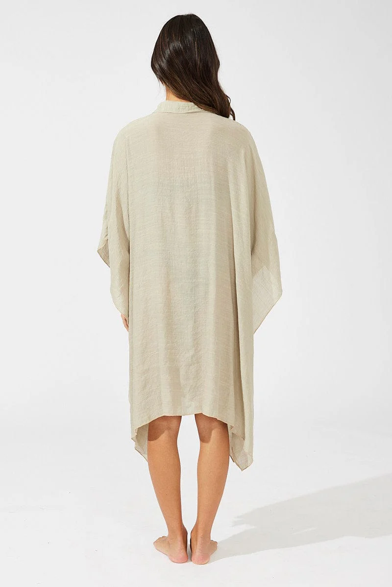 Beige Oversize Beach Shirt