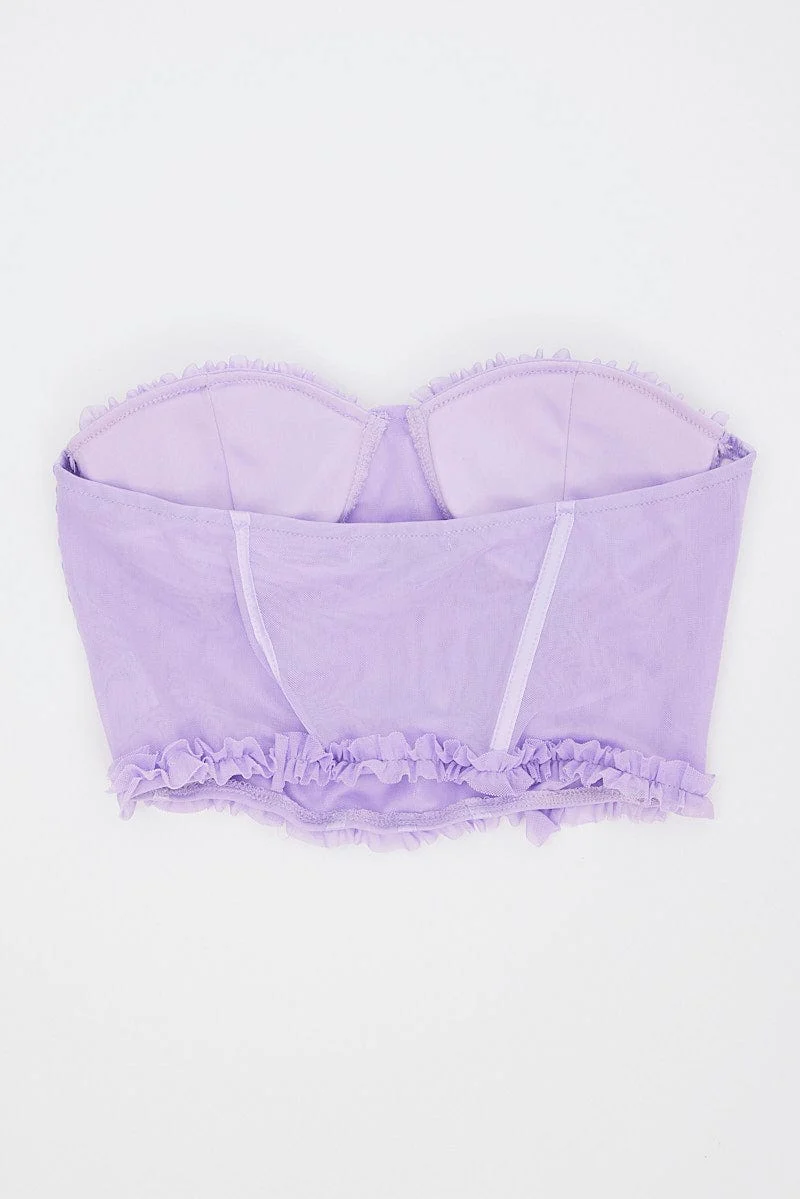 Purple Mesh Corset Top Lingerie