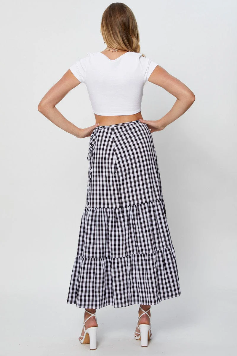 Check Maxi Skirt High Rise