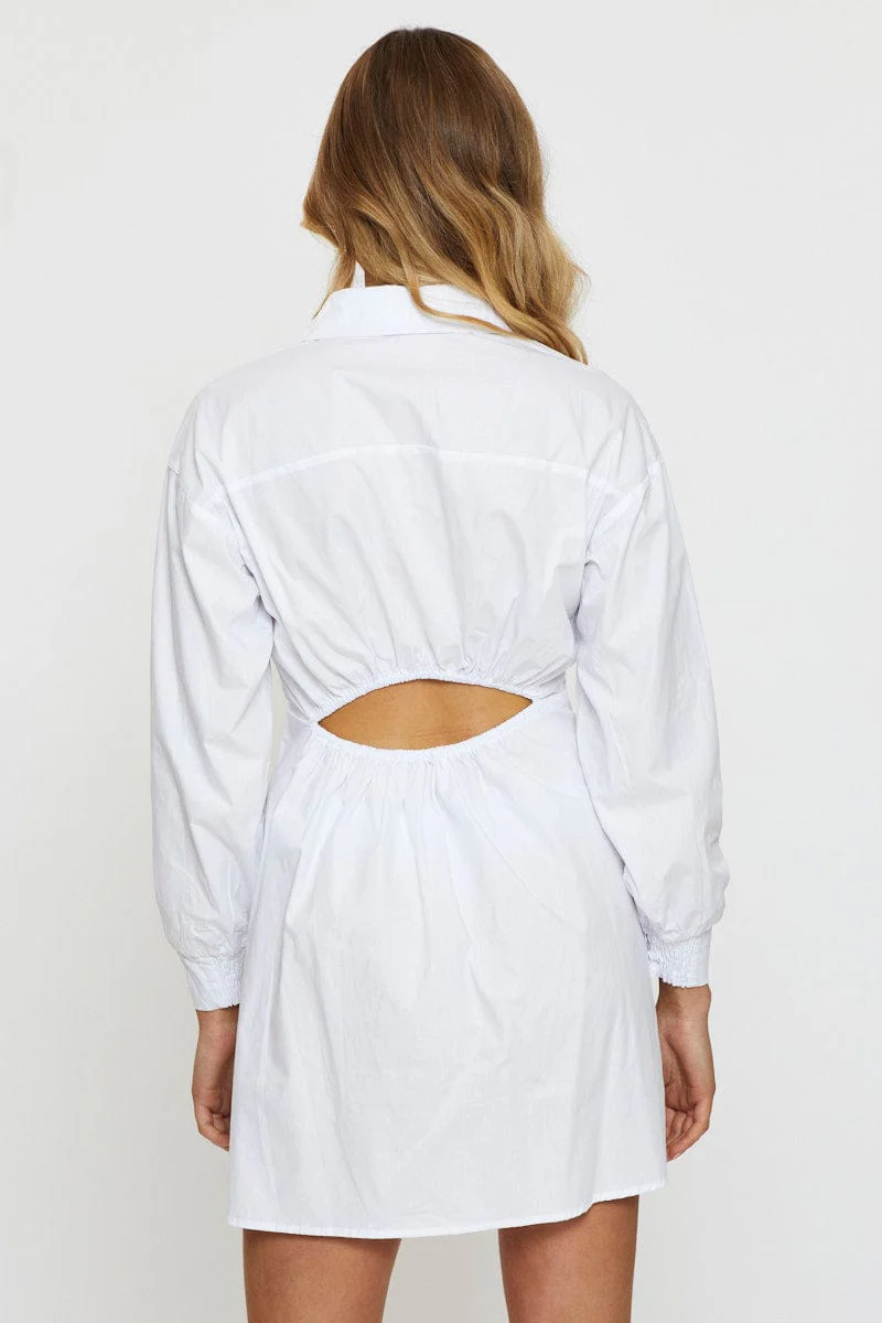 White Mini Dress Long Sleeve Evening