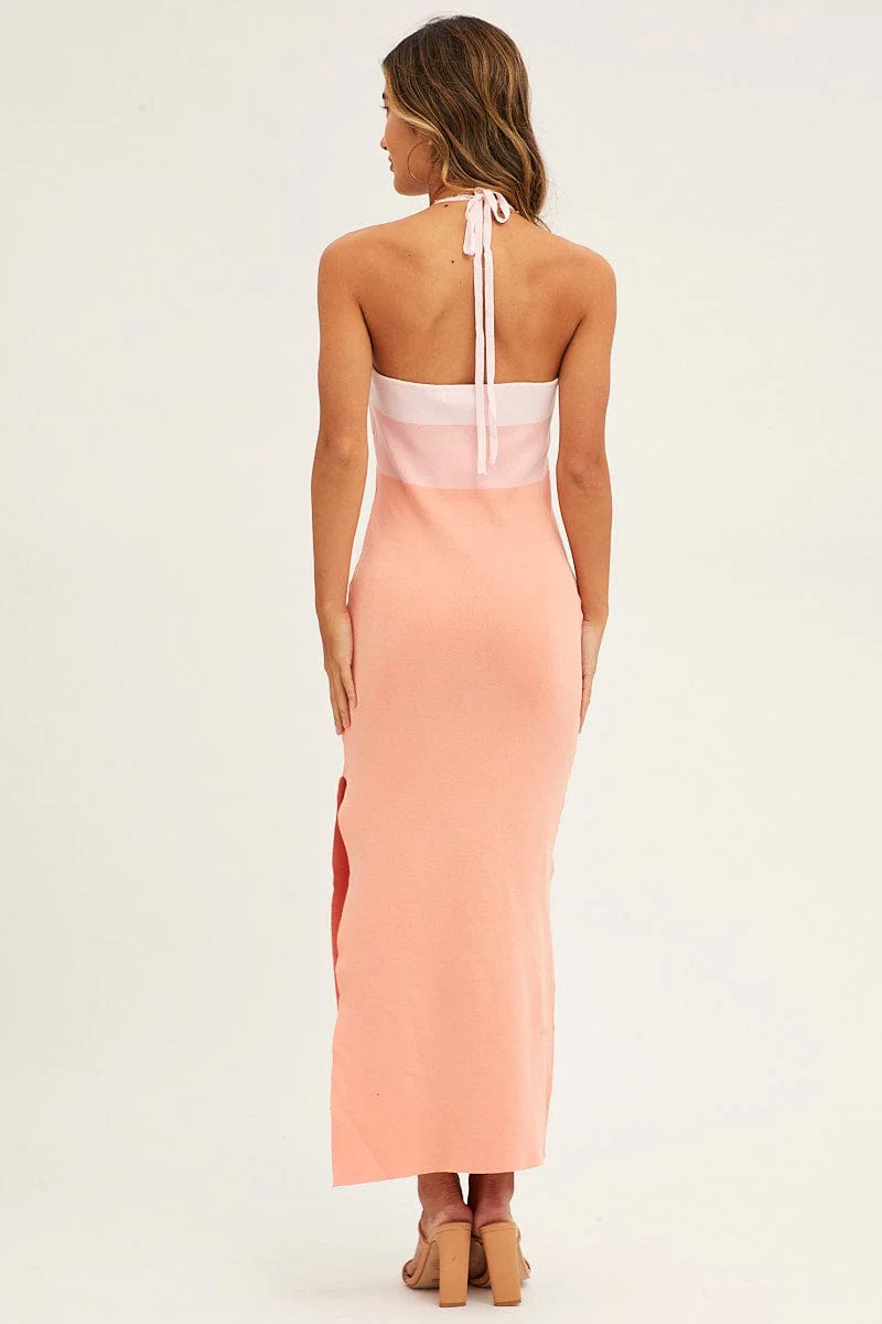 Multi Midi Dress Bodycon Scoop Neck