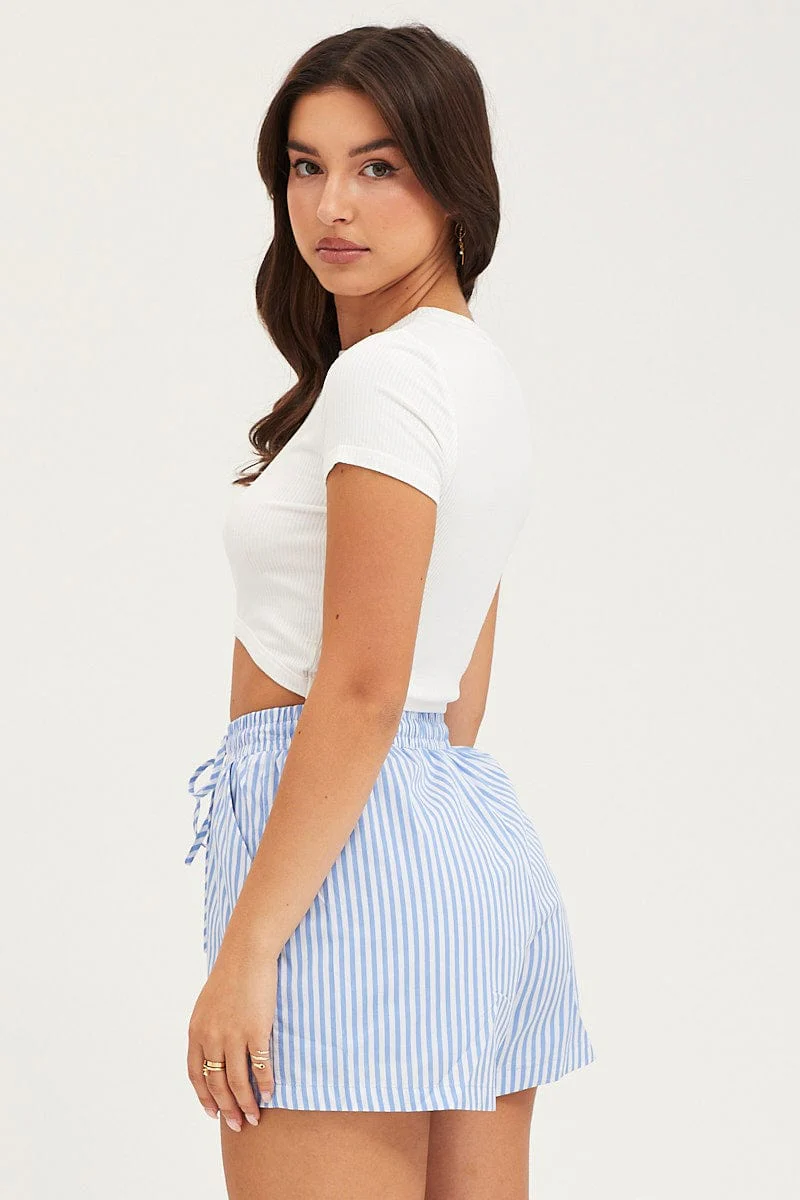 Stripe Mini Shorts High Rise
