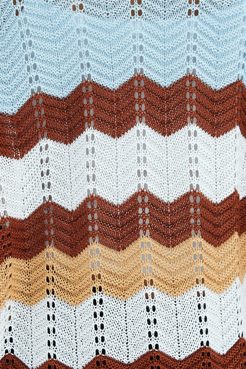 Stripe Knit Cardigan Long Sleeve Longline