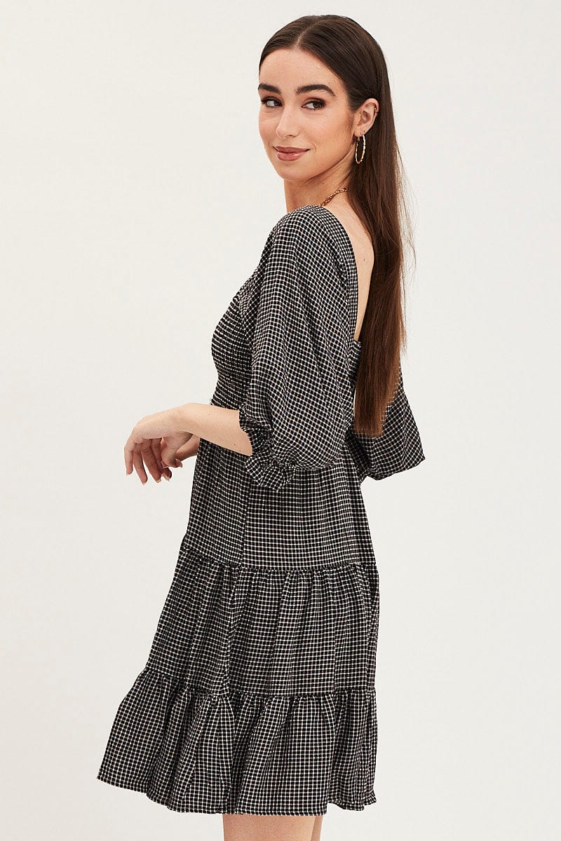 Check Mini Dress Short Sleeve