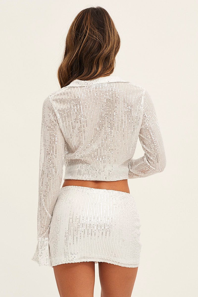 Silver Mini Skirt Sequins