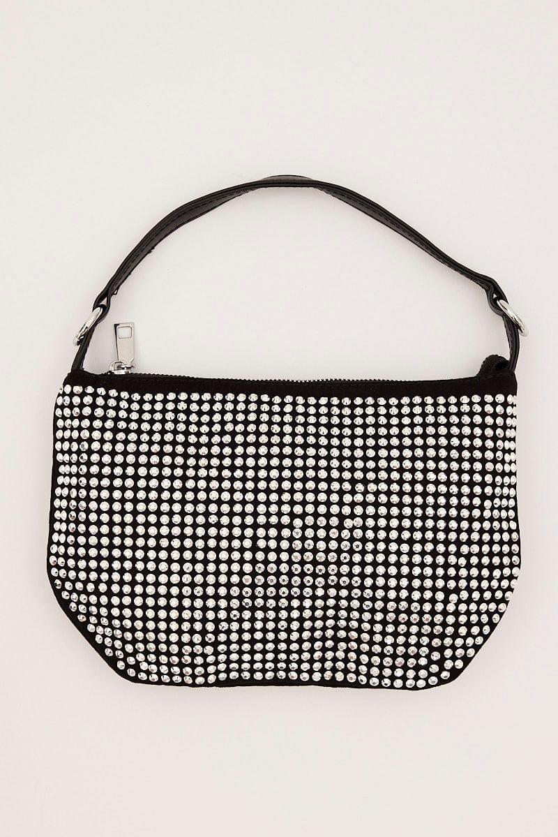 Silver Rhinestone Decor Shoulder Bag