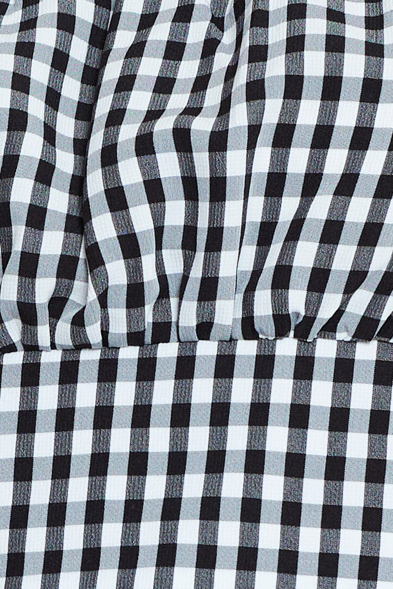 Check Crop Top Short Sleeve