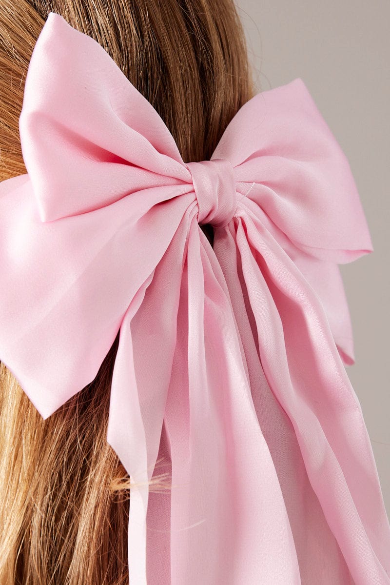 Pink Large Bow Hair Clip