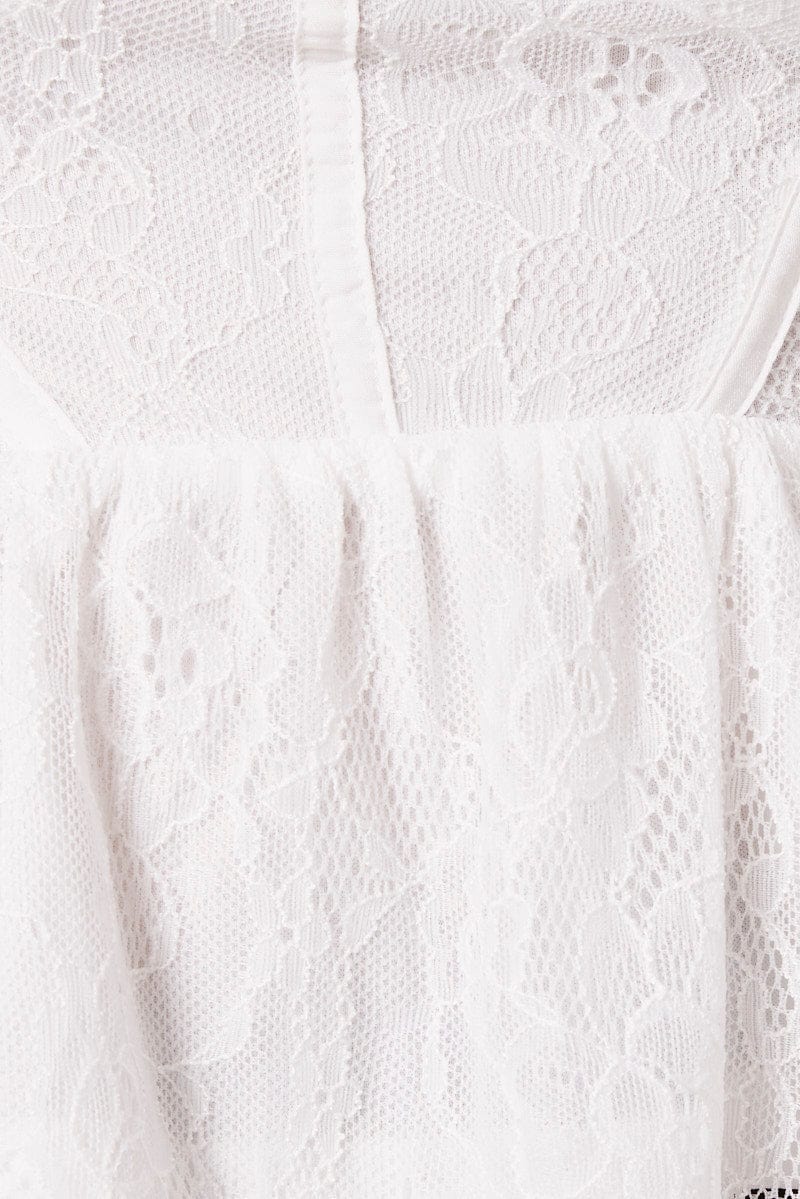 White Peplum Top Long Sleeve Lace