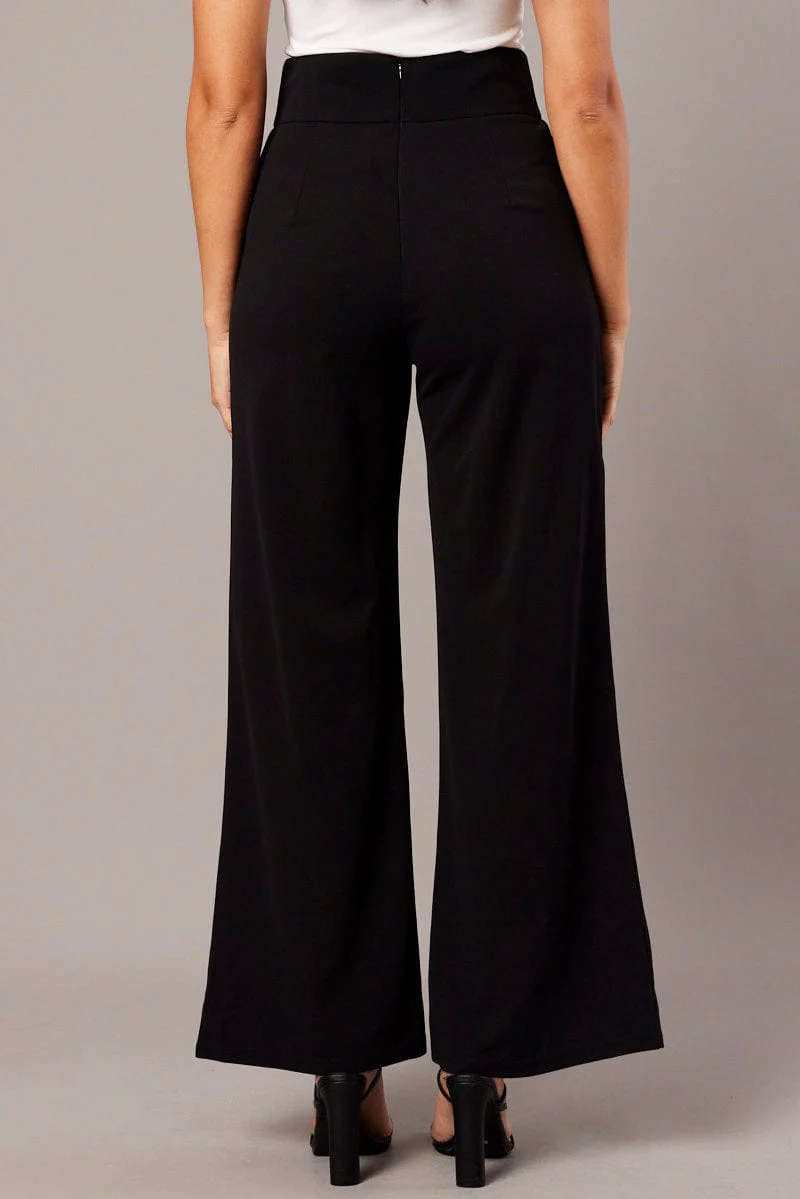 Black Wide Leg Pants High Rise