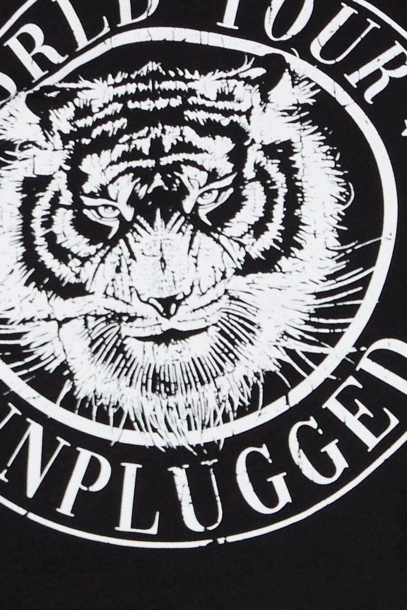 Black Graphic T Shirt Short Sleeve Crop