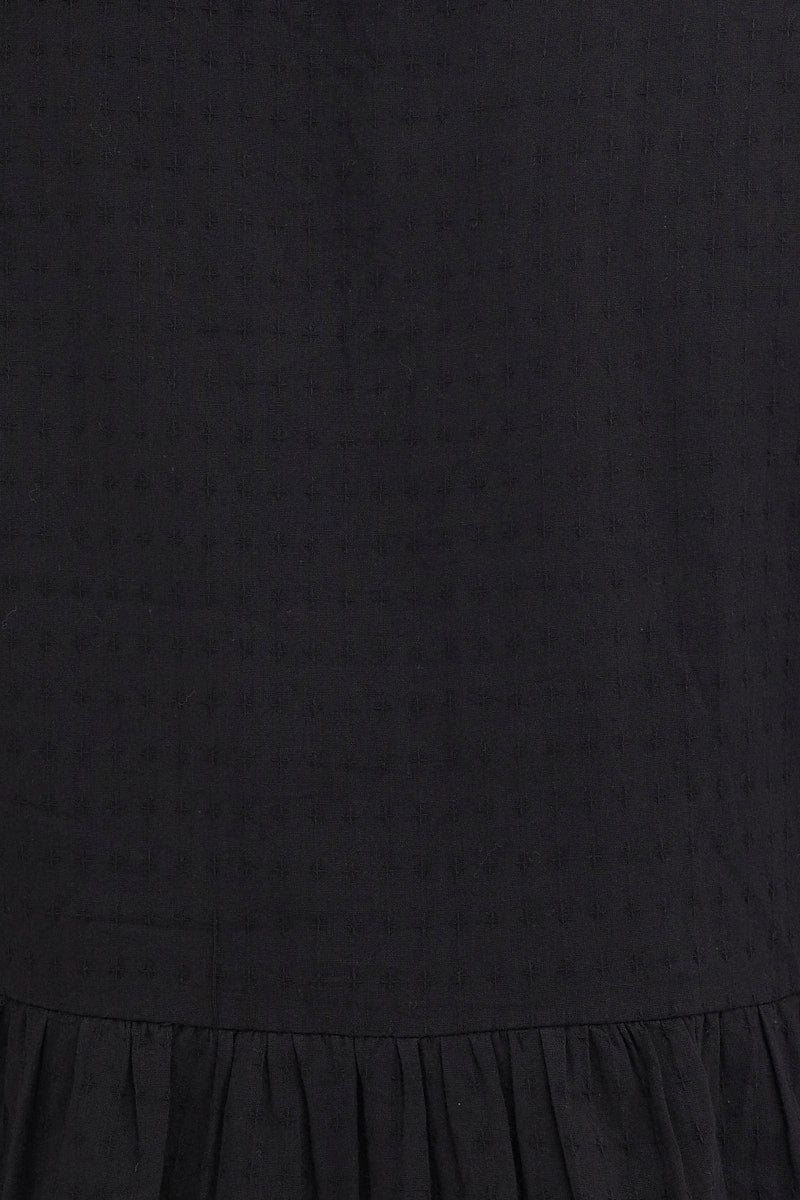 Black Tiered Dress Puff Sleeve Mini
