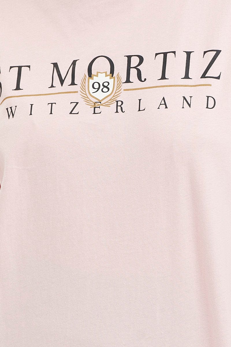 Pink Graphic T Shirt Short Sleeve