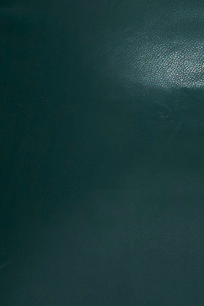 Green Faux Leather Belted Skirt