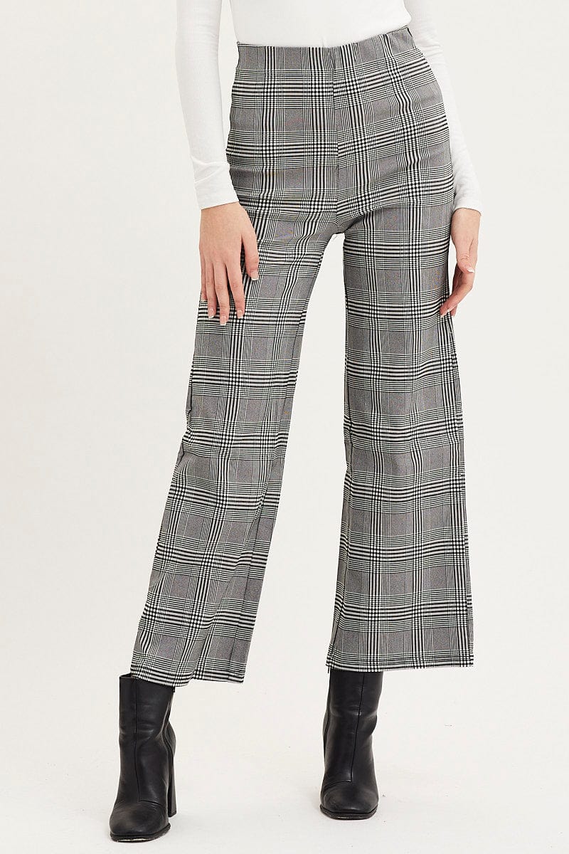 Check Flare Pants High Rise